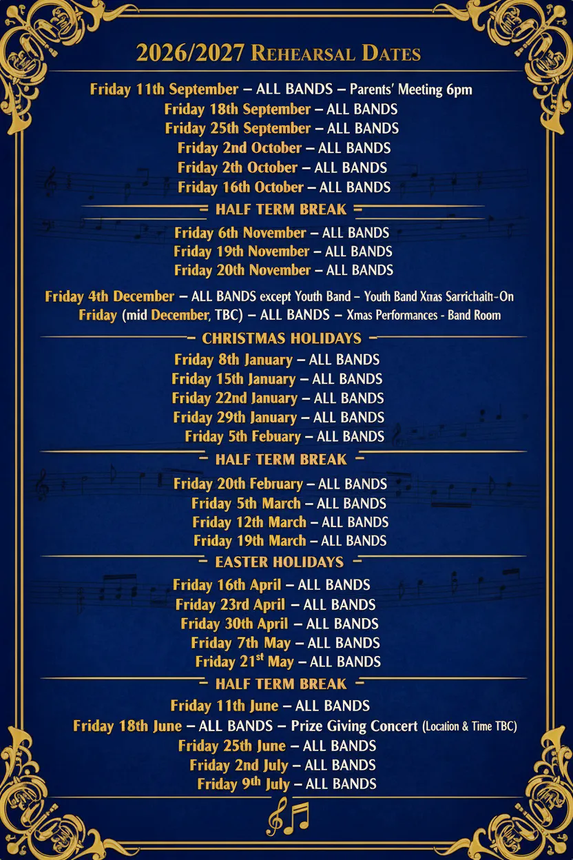 Lions Brass 4 Youth rehearsal schedule